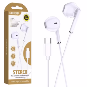 KAKUSIGA - KSC-1295 Écouteur filaire avec microphone Type-C 1,2 M BLANC – Image 2
